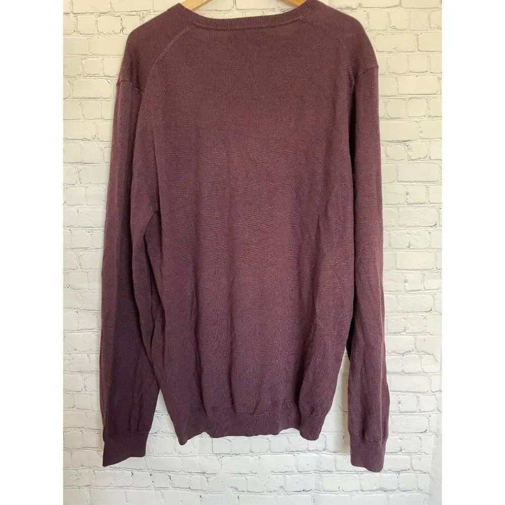 JOSEPH ABBOUD. BRAND NEW! Burgundy V-Neck Sweater. Extra Fine Merino Wool. XXL